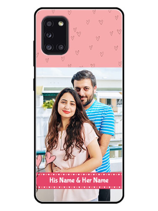 Custom Galaxy A31 Personalized Glass Phone Case  - Love Design Peach Color