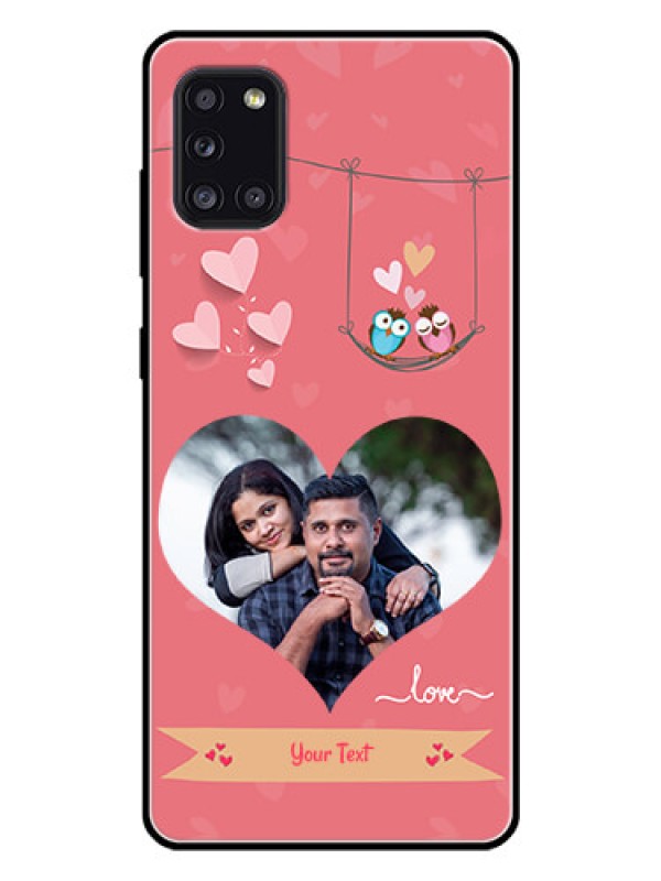 Custom Galaxy A31 Personalized Glass Phone Case  - Peach Color Love Design 