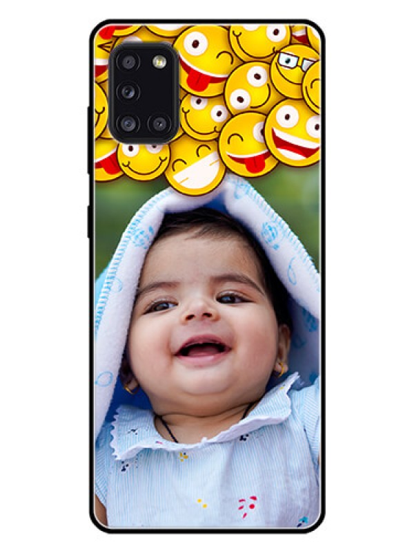 Custom Galaxy A31 Custom Glass Mobile Case  - with Smiley Emoji Design