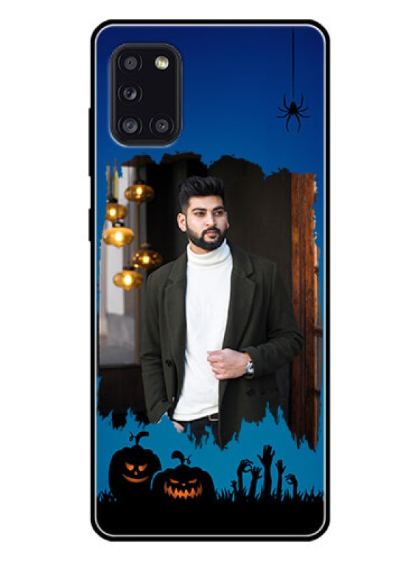 Custom Galaxy A31 Photo Printing on Glass Case  - with pro Halloween design 