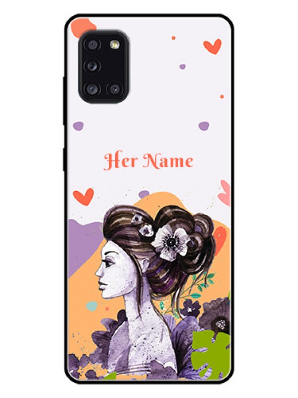 Custom Galaxy A31 Personalized Glass Phone Case - Woman And Nature Design