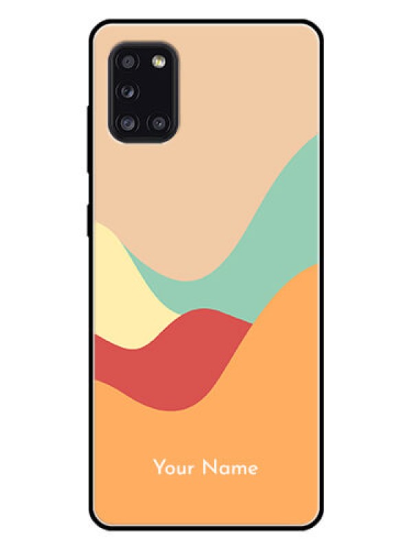 Custom Galaxy A31 Personalized Glass Phone Case - Ocean Waves Multi-colour Design