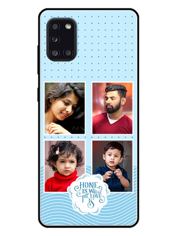 Custom Galaxy A31 Custom Glass Phone Case - Cute love quote with 4 pic upload Design