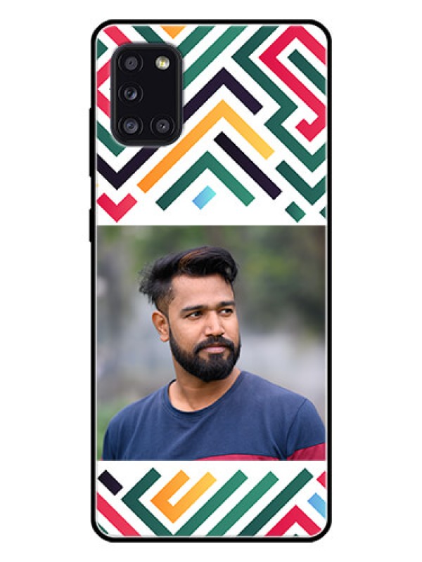 Custom Galaxy A31 Personalized Glass Phone Case - Colorful Maze Pattern Design