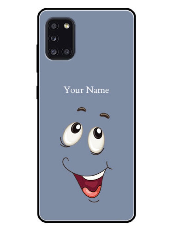 Custom Galaxy A31 Photo Printing on Glass Case - Laughing Cartoon Face Design