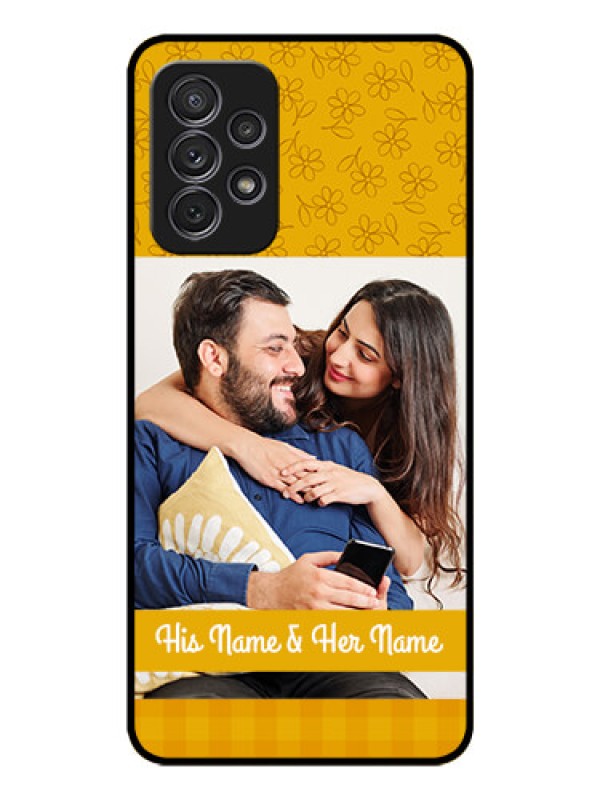 Custom Galaxy A32 Custom Glass Mobile Case - Yellow Floral Design