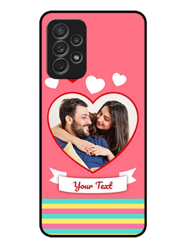 Custom Galaxy A32 Photo Printing on Glass Case - Love Doodle Design
