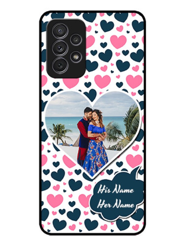 Custom Galaxy A32 Custom Glass Phone Case - Pink & Blue Heart Design