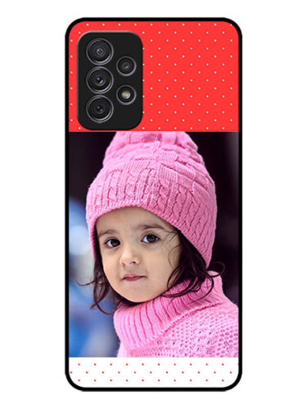 Custom Galaxy A32 Photo Printing on Glass Case - Red Pattern Design