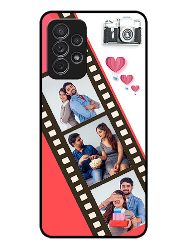 Custom Galaxy A32 Personalized Glass Phone Case - 3 Image Holder with Film Reel