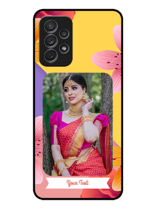 Custom Galaxy A32 Custom Glass Mobile Case - 3 Image With Vintage Floral Design