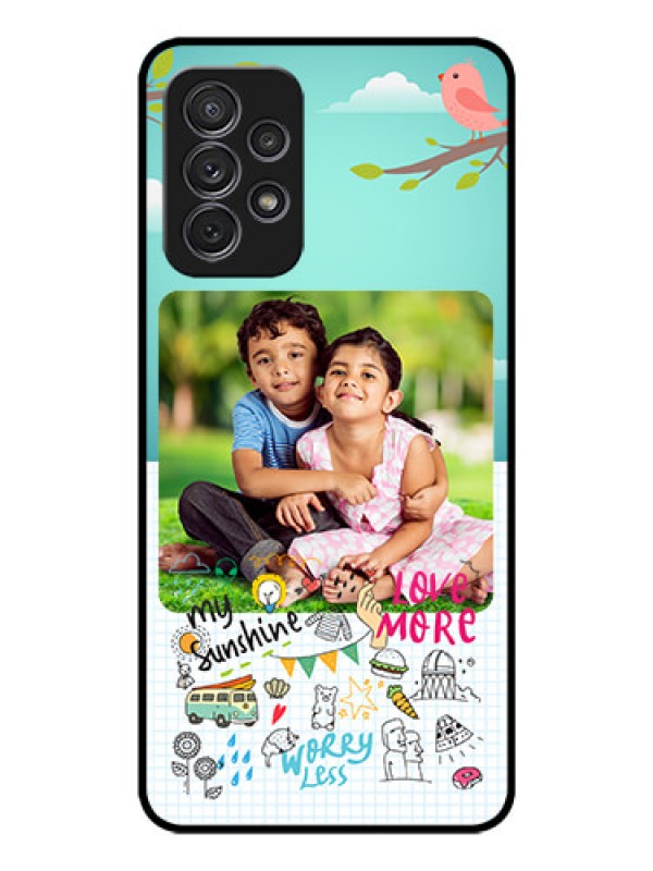 Custom Galaxy A32 Photo Printing on Glass Case - Doodle love Design