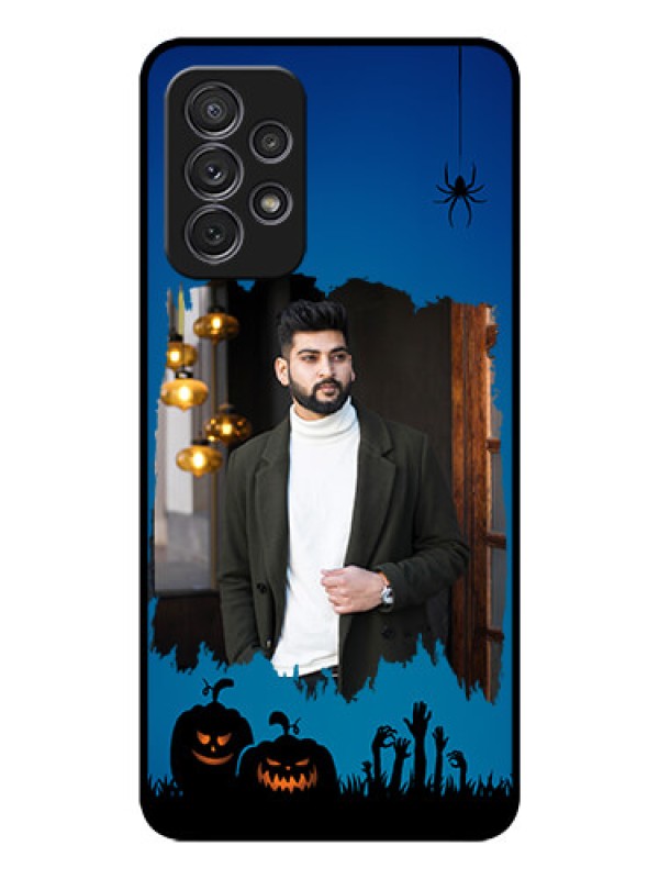 Custom Galaxy A32 Photo Printing on Glass Case - with pro Halloween design 