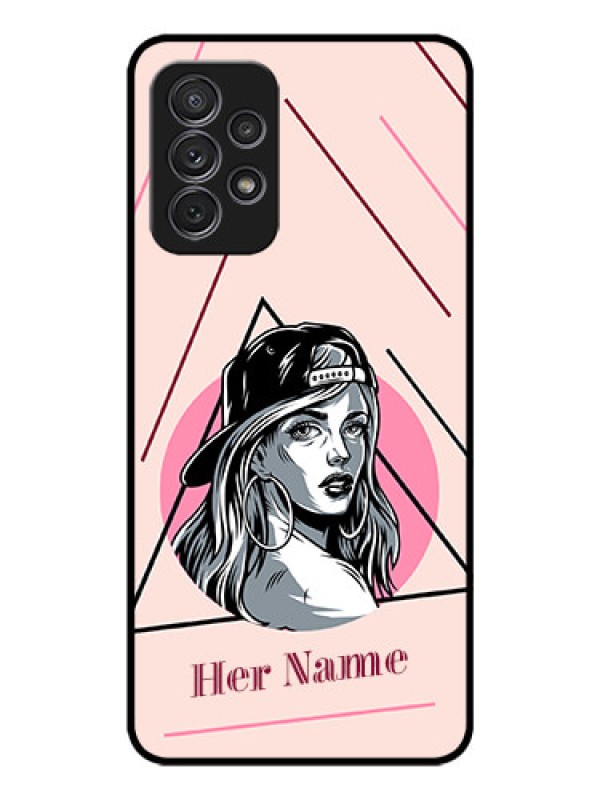 Custom Galaxy A32 Personalized Glass Phone Case - Rockstar Girl Design