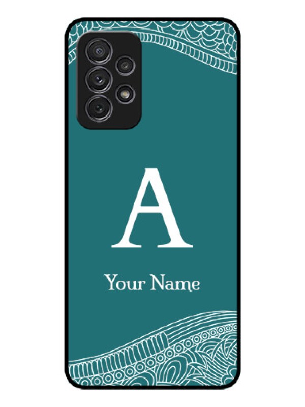 Custom Galaxy A32 Personalized Glass Phone Case - line art pattern with custom name Design