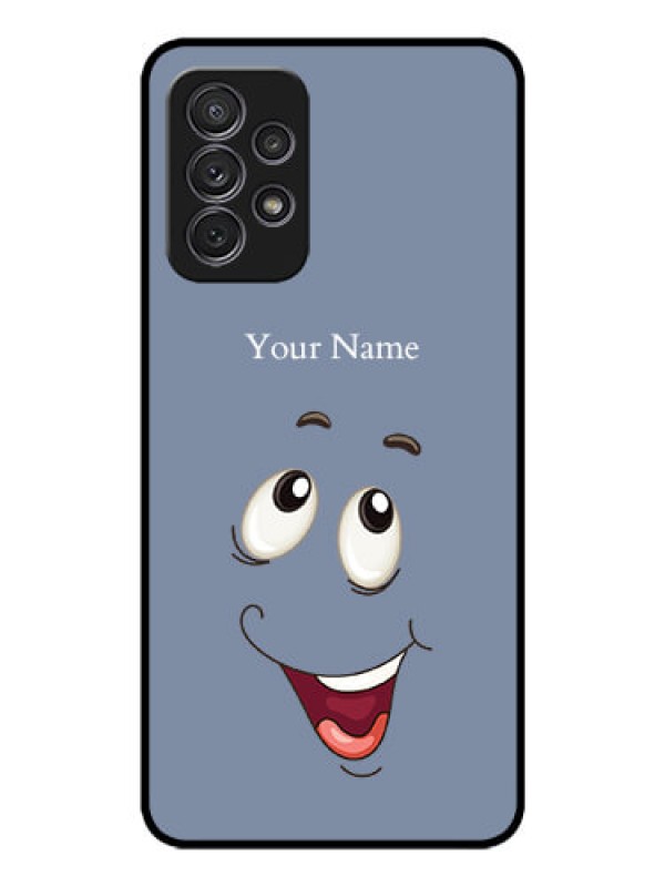 Custom Galaxy A32 Photo Printing on Glass Case - Laughing Cartoon Face Design
