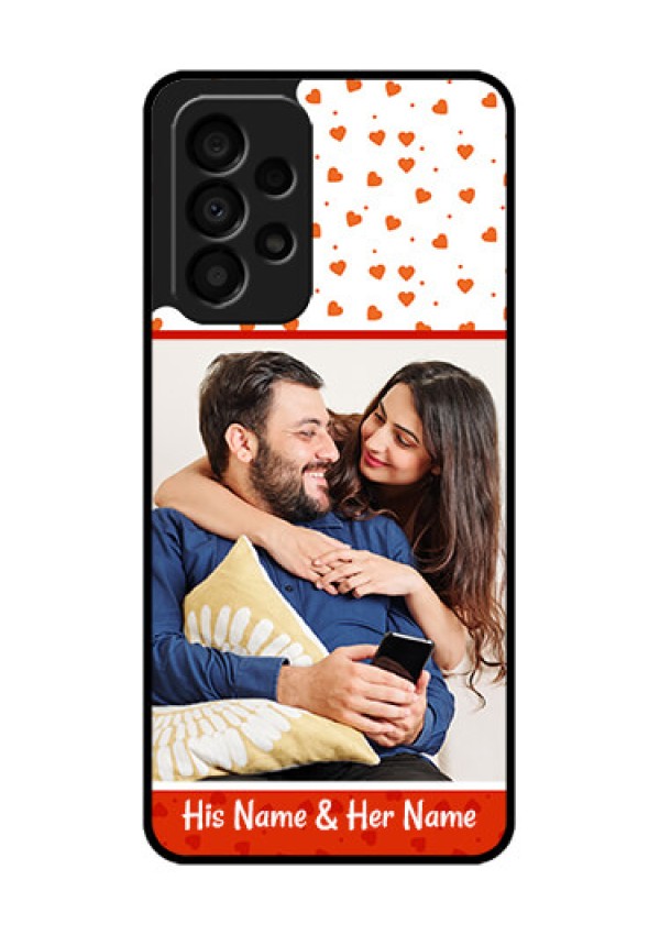 Galaxy A33 5G Custom Glass Phone Case - Orange Love Symbol Design