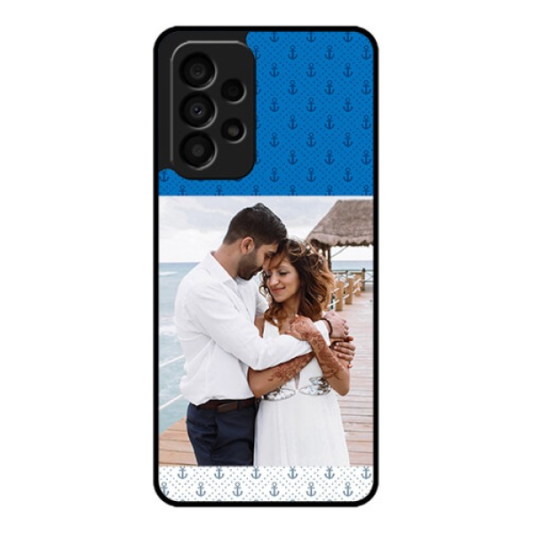 Galaxy A33 5G Photo Printing on Glass Case - Blue Anchors Design