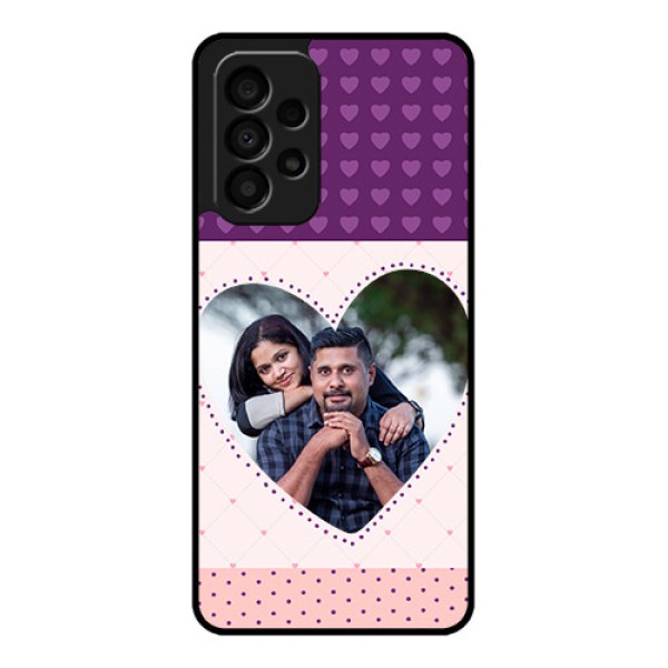 Galaxy A33 5G Custom Glass Phone Case - Violet Love Dots Design