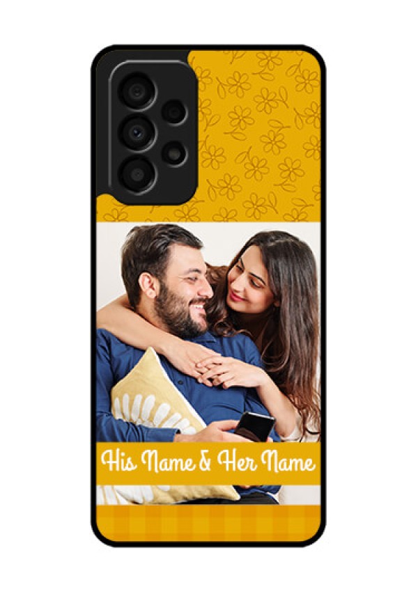 Galaxy A33 5G Custom Glass Mobile Case - Yellow Floral Design