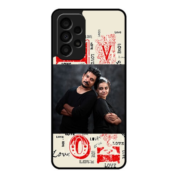 Galaxy A33 5G Photo Printing on Glass Case - Trendy Love Design Case
