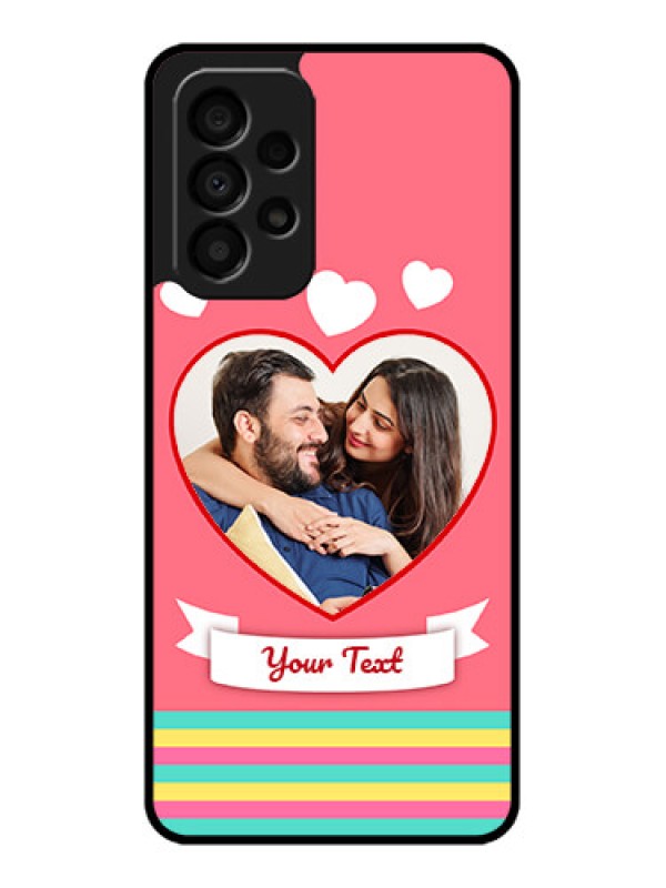 Custom Galaxy A33 5G Photo Printing on Glass Case - Love Doodle Design