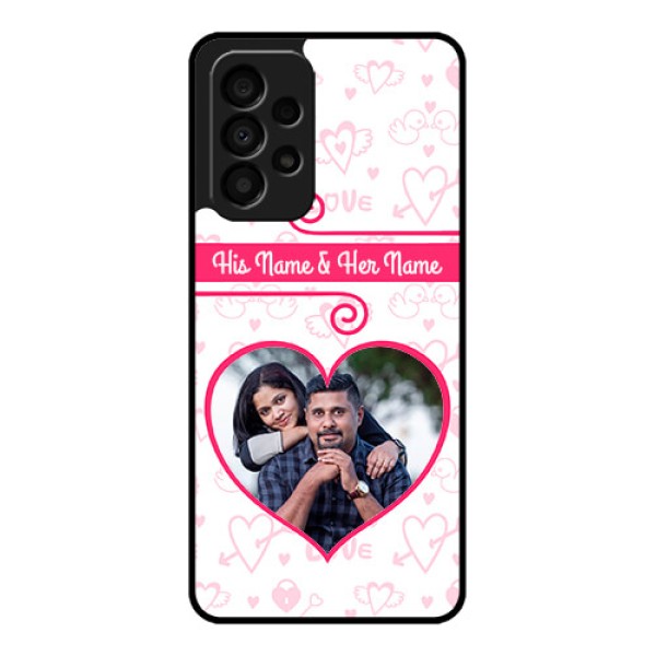 Galaxy A33 5G Personalized Glass Phone Case - Heart Shape Love Design