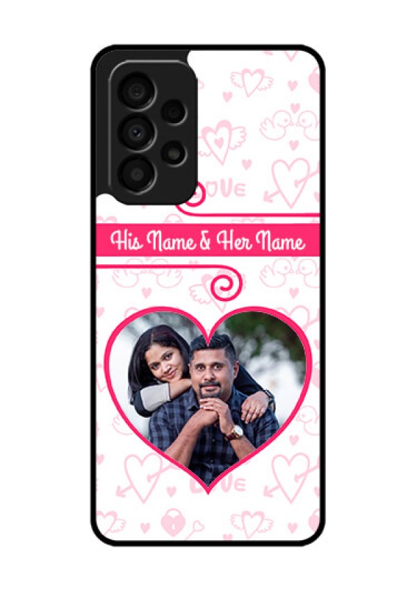 Galaxy A33 5G Personalized Glass Phone Case - Heart Shape Love Design