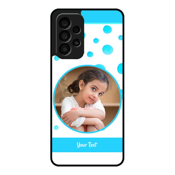 Galaxy A33 5G Photo Printing on Glass Case - Blue Bubbles Pattern Design Galaxy A33 5G Photo Printing on Glass Case - Blue Bubbles Pattern Design