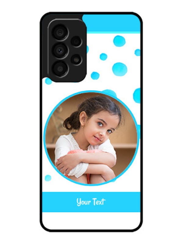 Custom Galaxy A33 5G Photo Printing on Glass Case - Blue Bubbles Pattern Design