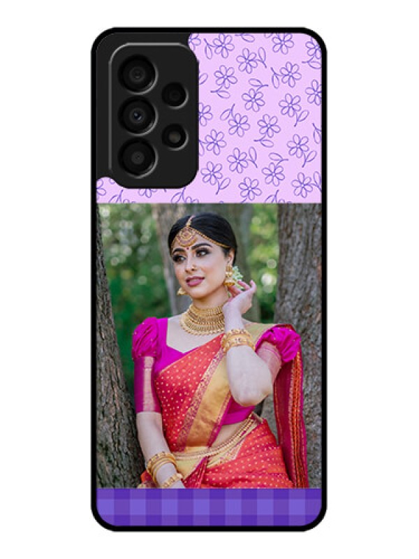Custom Galaxy A33 5G Custom Glass Phone Case - Purple Floral Design