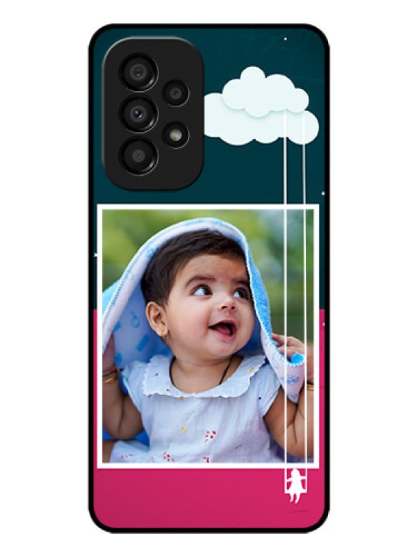 Custom Galaxy A33 5G Custom Glass Phone Case - Cute Girl with Cloud Design