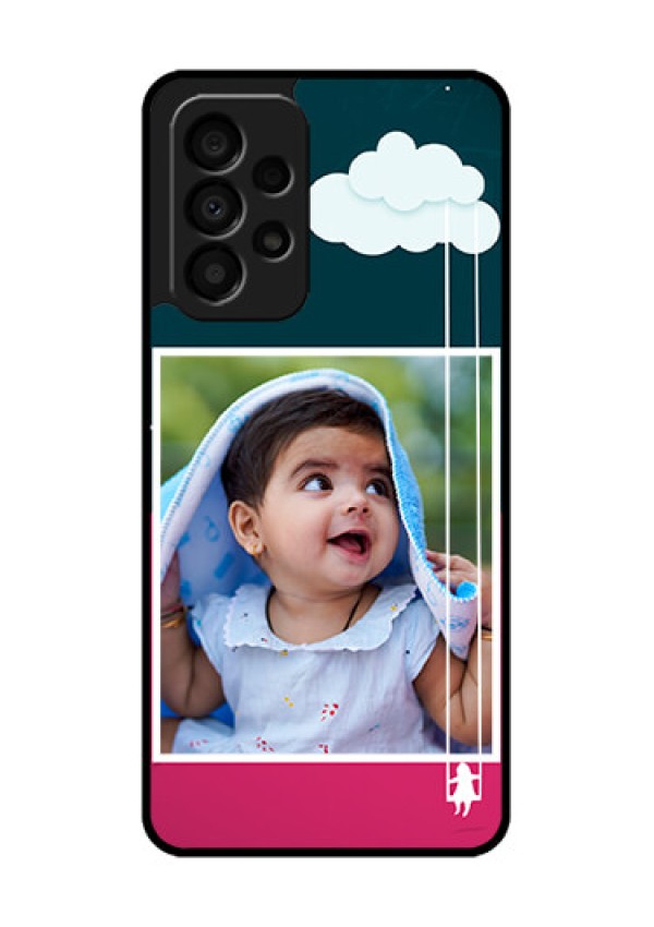 Galaxy A33 5G Custom Glass Phone Case - Cute Girl with Cloud Design
