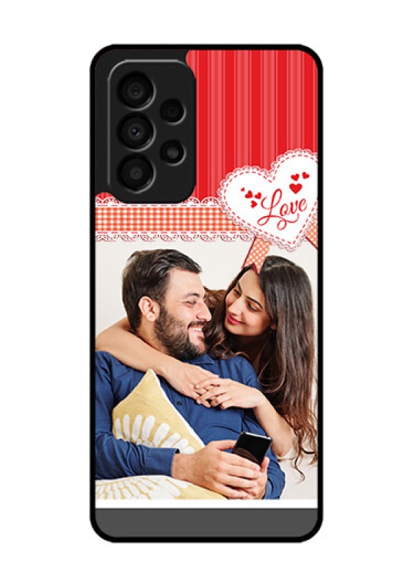 Galaxy A33 5G Custom Glass Mobile Case - Red Love Pattern Design