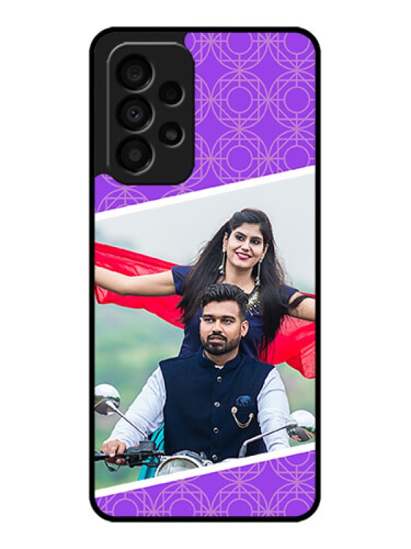 Custom Galaxy A33 5G Custom Glass Phone Case - Violet Pattern Design