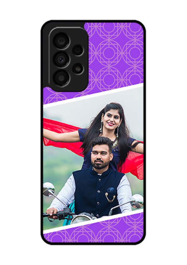 Galaxy A33 5G Custom Glass Phone Case - Violet Pattern Design