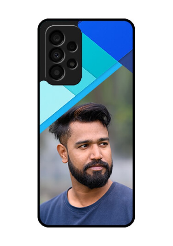 Galaxy A33 5G Custom Glass Phone Case - Blue Pattern Design