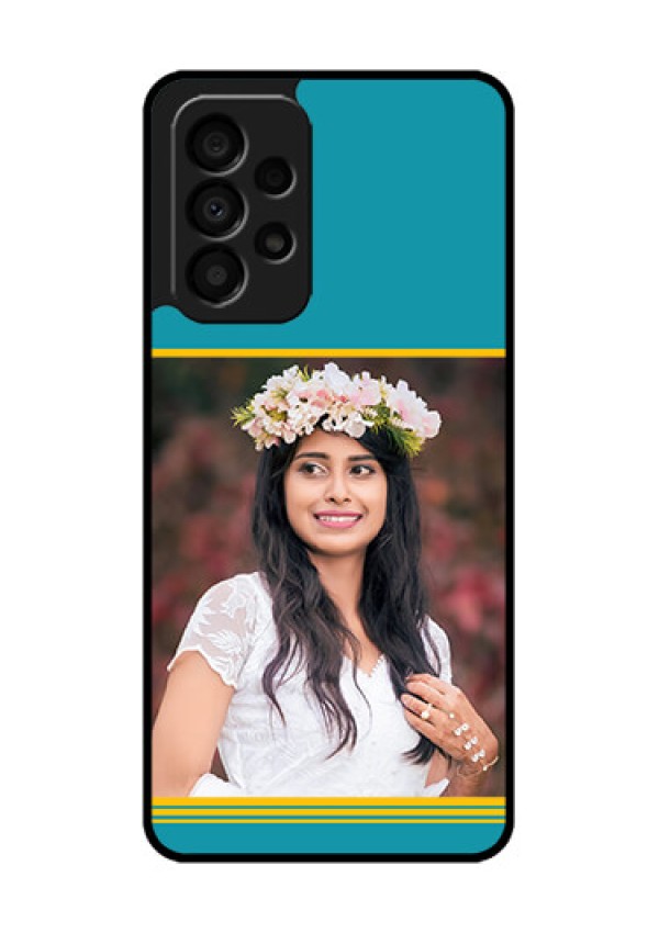 Galaxy A33 5G Custom Glass Phone Case - Yellow & Blue Design