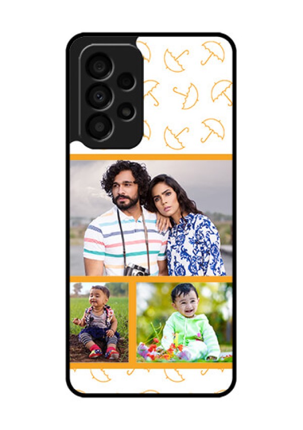 Galaxy A33 5G Custom Glass Mobile Case - Yellow Pattern Design