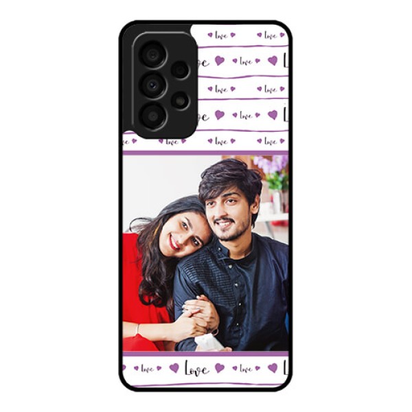 Galaxy A33 5G Custom Glass Mobile Case - Couples Heart Design Galaxy A33 5G Custom Glass Mobile Case - Couples Heart Design