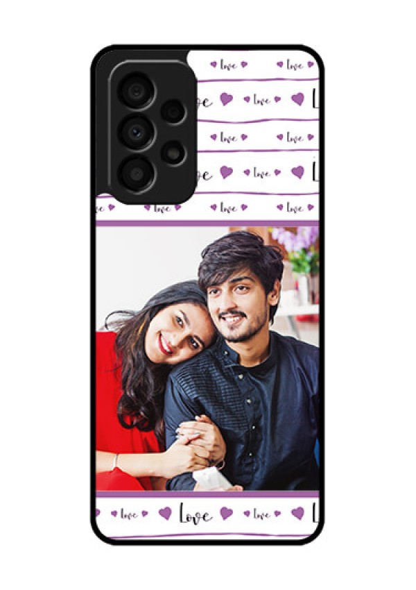 Galaxy A33 5G Custom Glass Mobile Case - Couples Heart Design