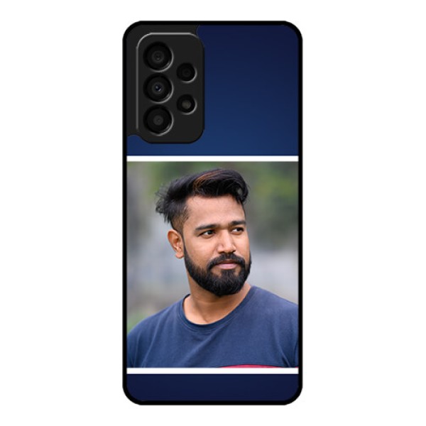 Galaxy A33 5G Personalized Glass Phone Case - Simple Royal Blue Design Galaxy A33 5G Personalized Glass Phone Case - Simple Royal Blue Design