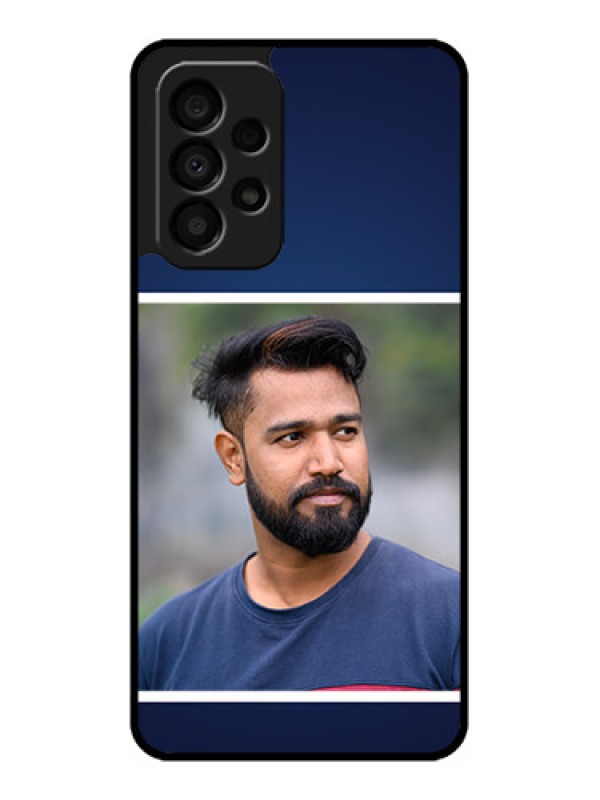 Custom Galaxy A33 5G Personalized Glass Phone Case - Simple Royal Blue Design