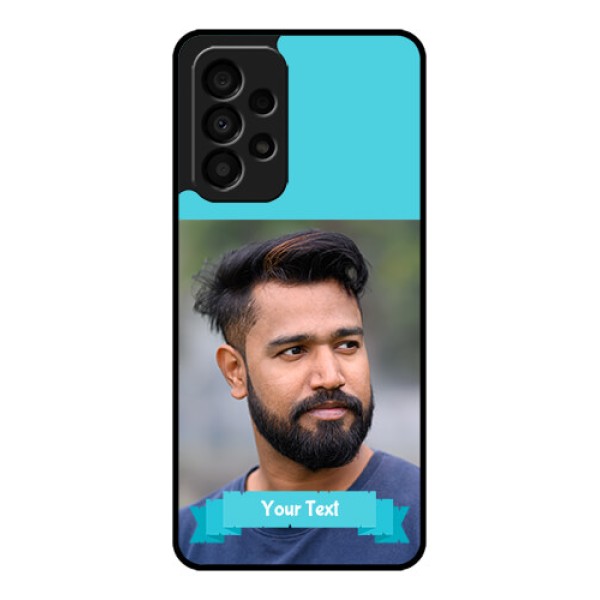 Galaxy A33 5G Personalized Glass Phone Case - Simple Blue Color Design Galaxy A33 5G Personalized Glass Phone Case - Simple Blue Color Design