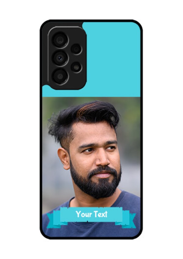 Galaxy A33 5G Personalized Glass Phone Case - Simple Blue Color Design