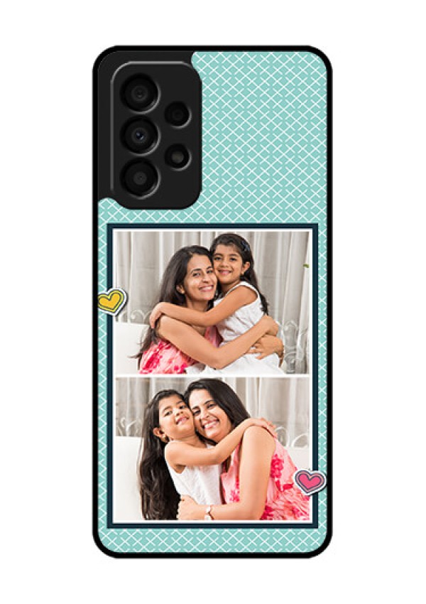 Galaxy A33 5G Custom Glass Phone Case - 2 Image Holder with Pattern Design