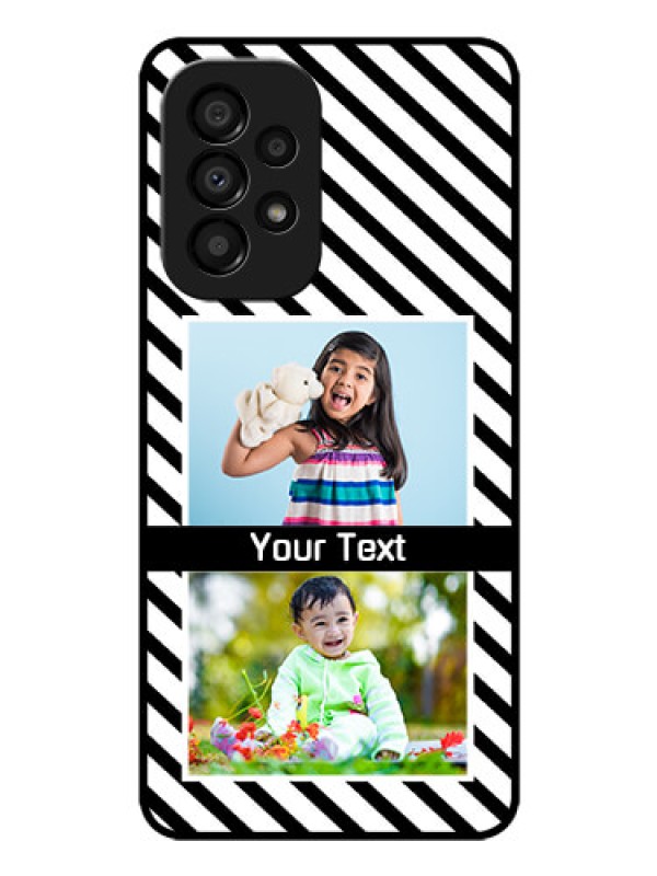 Custom Galaxy A33 5G Photo Printing on Glass Case - Black And White Stripes Design