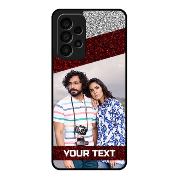 Galaxy A33 5G Personalized Glass Phone Case - Image Holder with Glitter Strip Design Galaxy A33 5G Personalized Glass Phone Case - Image Holder with Glitter Strip Design