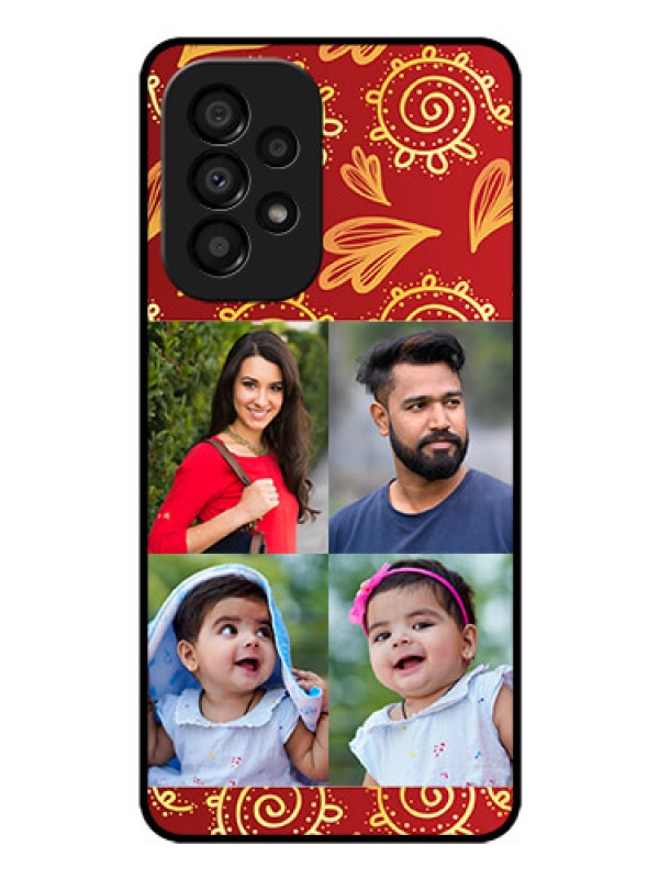 Custom Galaxy A33 5G Photo Printing on Glass Case - 4 Image Traditional Design