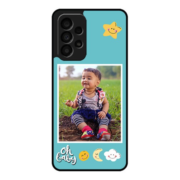 Galaxy A33 5G Personalized Glass Phone Case - Smiley Kids Stars Design Galaxy A33 5G Personalized Glass Phone Case - Smiley Kids Stars Design